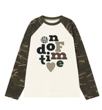 END OF TIME Camo Raglan Long Sleeve T-Shirt