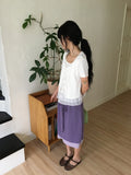 Pokapo Frill Layered Ribbed Short Sleeve Cardigan