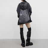 LINE denim string backpack