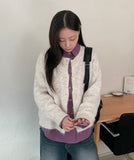 Cushit Flower Raglan Wool Knit Cardigan