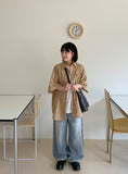 Nyuil Summer Washing Wide Light Blue Denim Pants