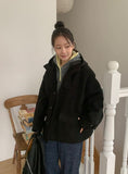 Hiel High Neck Hood Half Coat