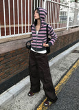 HAIRY STRIPE HOOD ZIP-UP