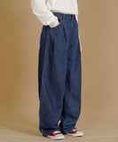 Twin Pintuck Wide Denim Pants