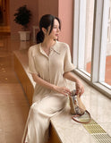 Shaver Collar Rib Knit Long One Piece