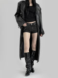 Pien leather long coat