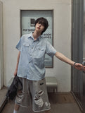 Clean Stripe Two Pocket Short Sleeve Shirt