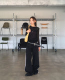 Tashani Two Lines Color Matching Wide Pants
