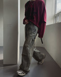 Denti damage brush denim pants