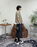 Leton embroidery bermuda denim pants