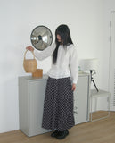 Yubo Vintage Check Ribbon Strap Tiered Long Skirt