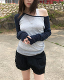 Ray Two-Tone See-Through Raglan Long Sleeve
