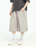 Wide Balloon Pintuck Sweat Bermuda Pants