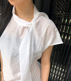 Kenbi Scarf Short Sleeve Blouse