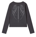 BONE WINGS Henley Neck Long Sleeve T-shirt