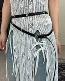Berry eyelet double long belt