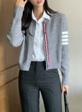 Michael Color Matching V-neck Rose Knit Cardigan
