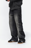 Cargo Curved Wide Denim Pants