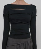 Asymmetrical Draped Long Sleeve