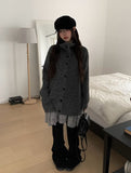 Caven High Neck Overfit Button Long Knit Cardigan