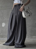 Signature pin tuck wide slacks