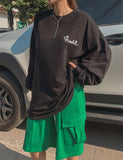 Fran vintage lettering over long sleeves