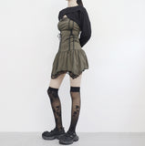 fuzzy corset lace one piece