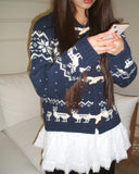 Murfu Nordic Collar Duffle Loose Fit Long Sleeve Knit Cardigan