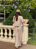 [Two Piece] Wings Frill Wing Blouse Wide Banding Pants