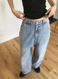 [MADE] Betts Light Washing Back Banding Denim Long Wide Pants