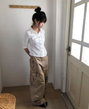 Daen Pocket Button Collar Three Quarter T-shirt