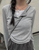 Ugi Color Layered Shirring T-shirt