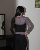 Jeffin Rose embossed two-tone see-through long-sleeved T-shirt