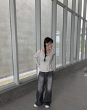 Vida button open neck ribbed knit