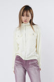 Chest pocket 2-way zip-up knit jacket