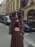 Solar loose fit hooded checkered shirt
