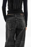 Falling low rise wide denim pants