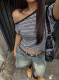 Tio Stripe Strap Overshoulder Tee