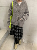 Bokyua brushed dot fleece banding midi skirt