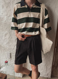 Fadi striped collar short sleeve t-shirt