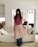 Kissing Stripe Midi Skirt