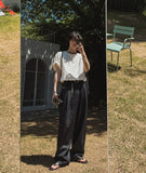 Sunday linen two-tuck wide pants