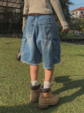 Ain Cutting Cargo Bermuda Denim Pants