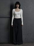 [mnem] strap maxi wide pants