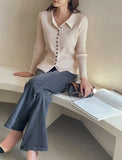Roselle Collar Button Ribbed Knit Cardigan