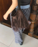 Daming Check Chiffon String Layered Long Skirt