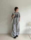 Ahonf Seersucker Check Banding Wide Pants