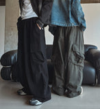 Cube diagonal cargo cotton pants