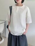 [unisex] Gopheo Linen Net Collar Short Sleeve Knit