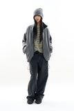 Dark real wide denim pants